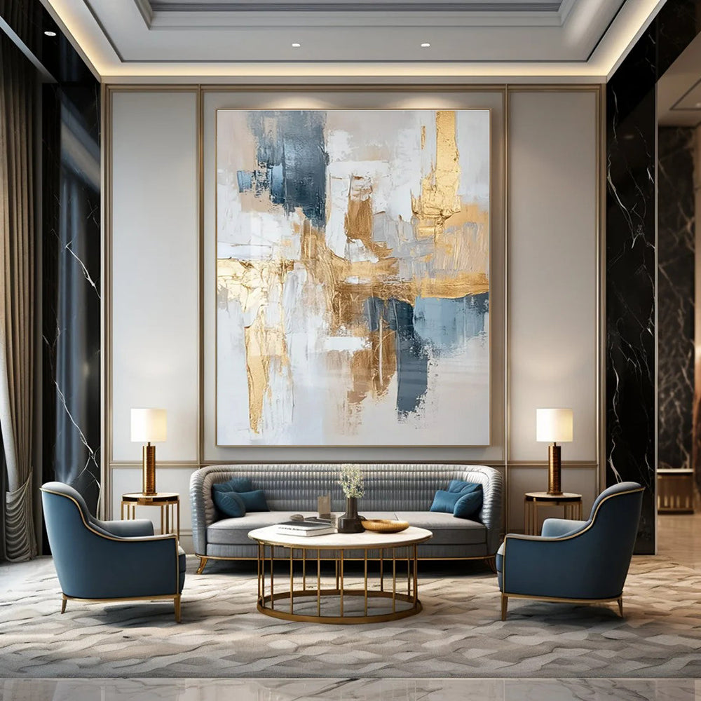 Grey - White Gold Weave - Abstract Decorative Oil Painting CT1242