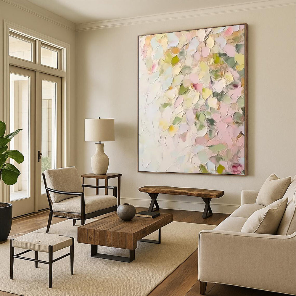 Pastel Floral Impression - Impasto Flower Painting On Canvas DKH1391