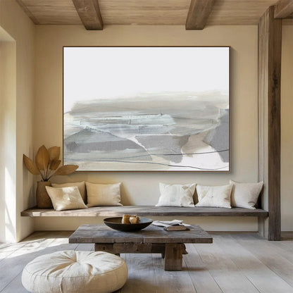 “Minimalist Gray Landscape” Abstract Watercolor - style Painting On Canvas DLZ130