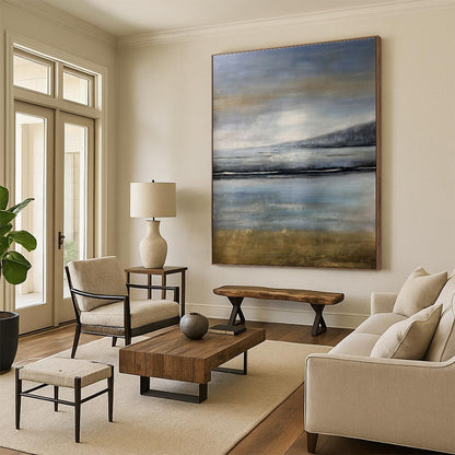 “Soft Gray Seascapes” ，Abstract Landscape Oil Painting CT0908