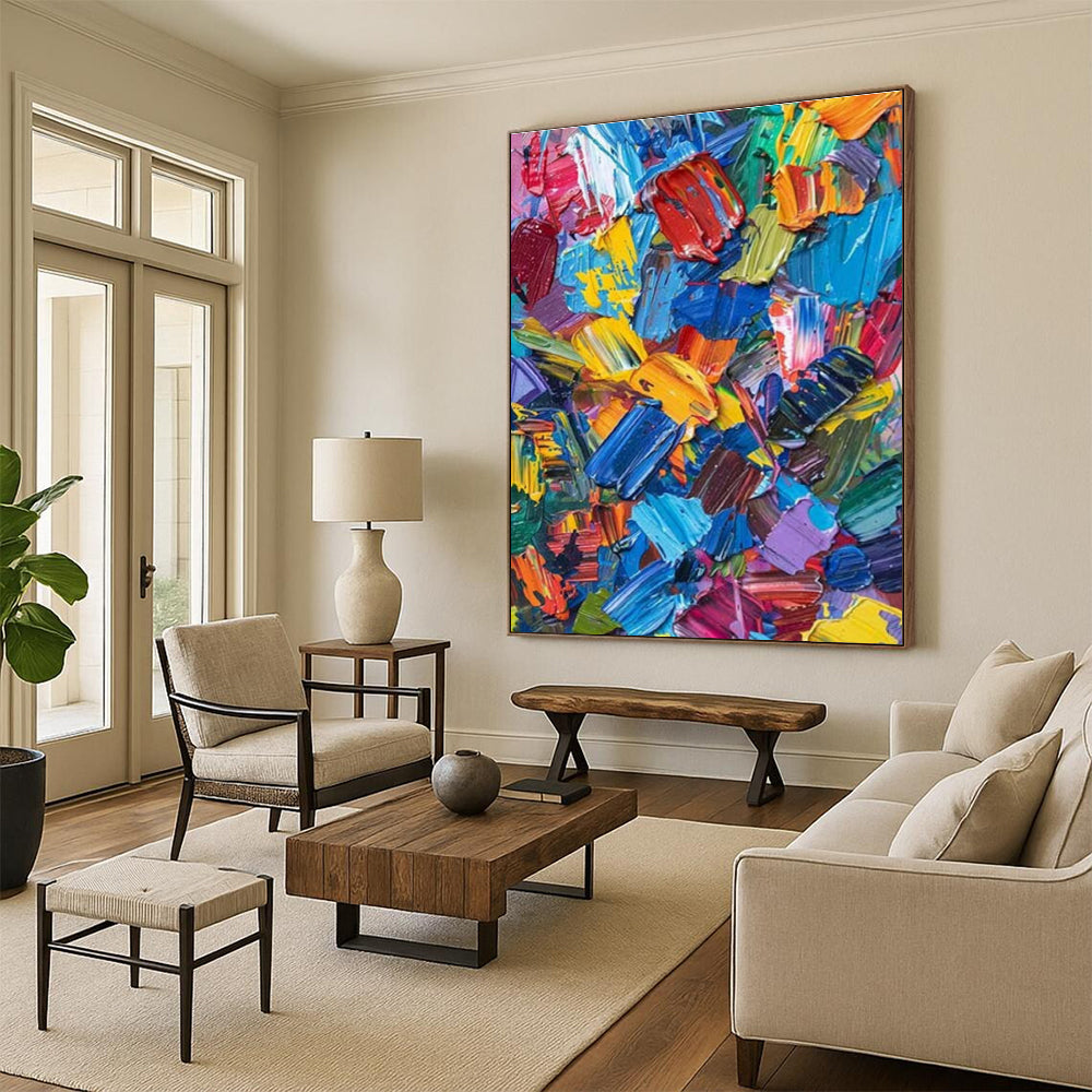 “Vibrant Color Bursts, Textured Dabs” - “Color Carnival”，Abstract Impasto Painting CT0685