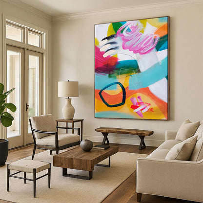 Vibrant Strokes, Dynamic Forms - "Color Carnival" - Abstract Acrylic Painting CT1824