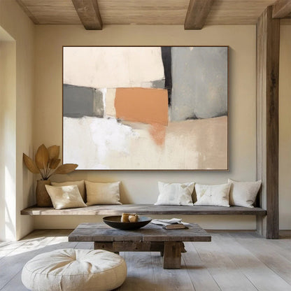 “Neutral Tones With Terracotta Accent” Abstract Painting On Canvas DLZ076