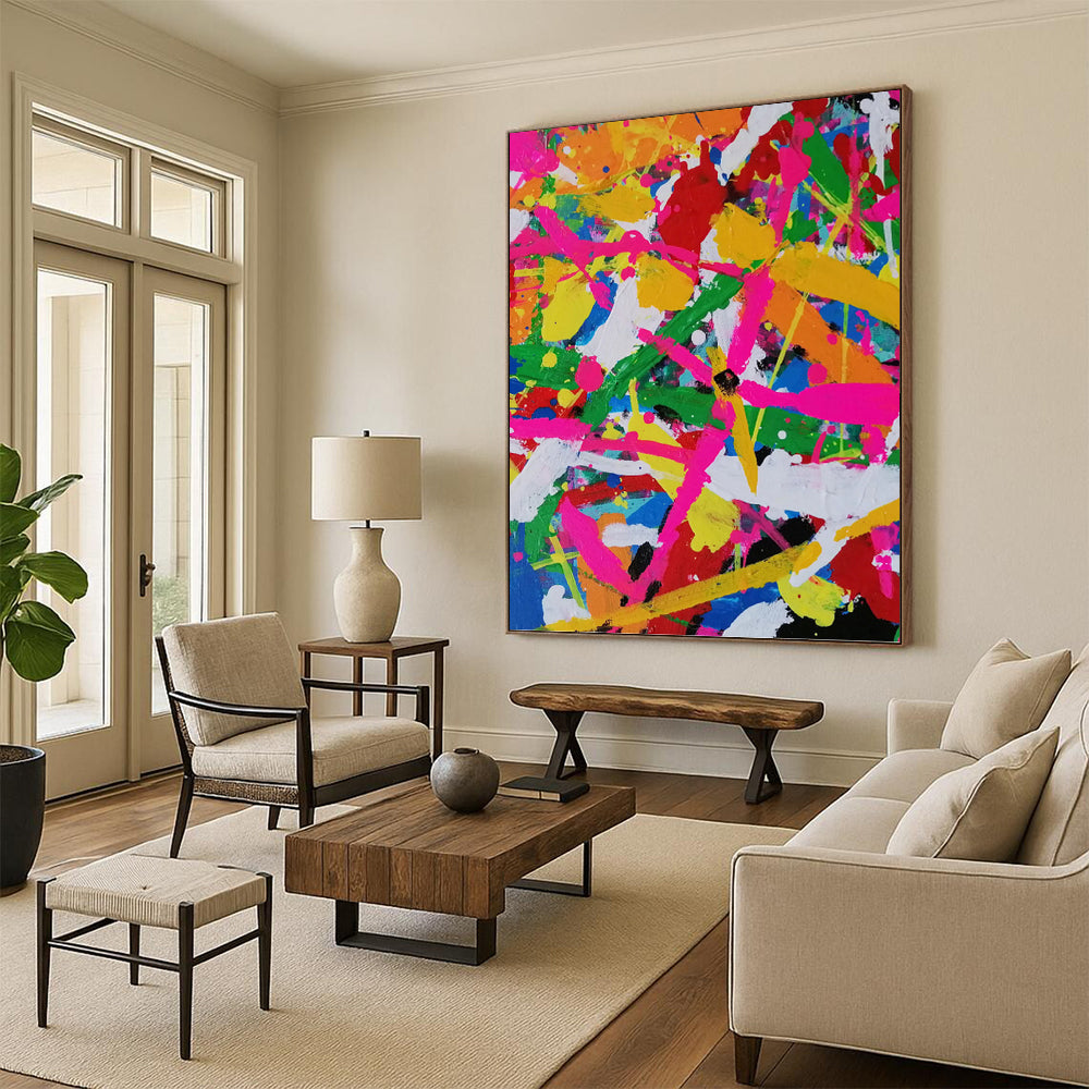 Color Explosion Splatter - Abstract Expressionist Painting On Canvas DKH1260