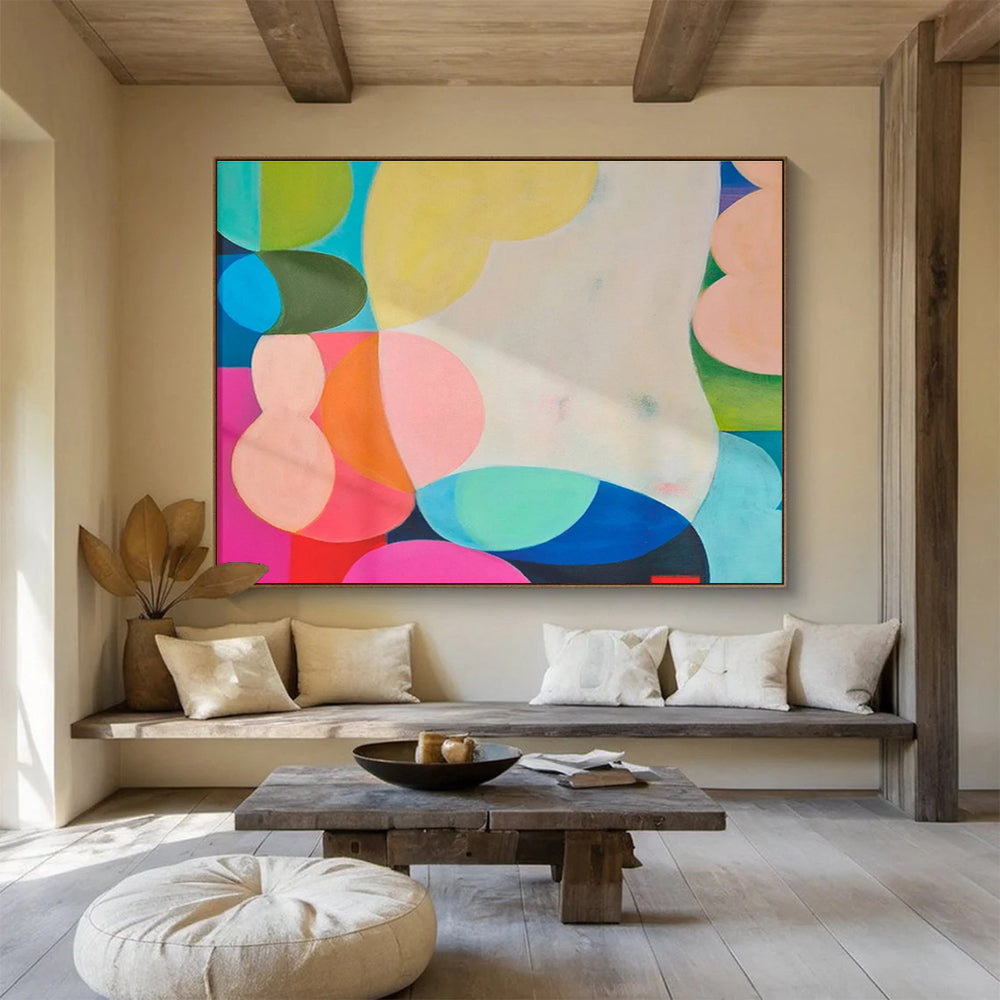 Colorful Geometric Abstract - Bold Shapes and Vibrant Hues Painting On Canvas DKH056