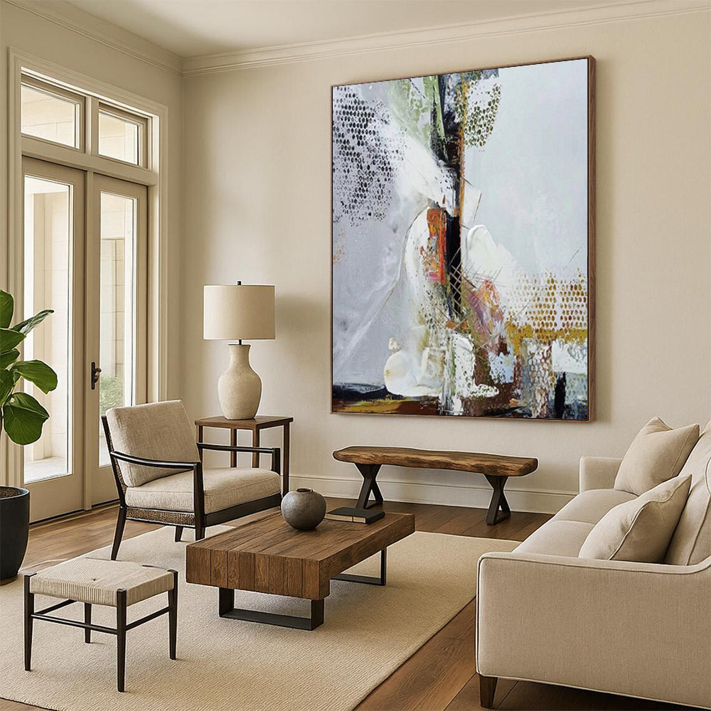 “Mixed - Media Abstract Layers” - Mixed - Media Abstract Painting On Canvas DTP043