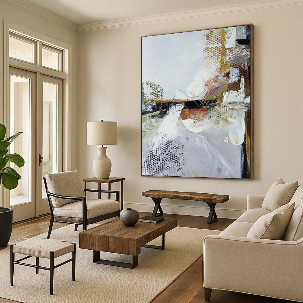 “Textured Abstract Composition” - Mixed - Media Abstract Painting On Canvas DTP047
