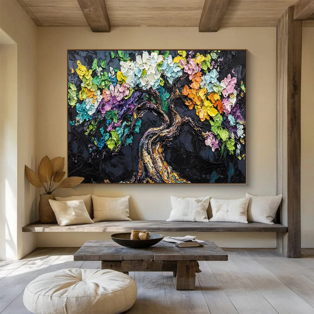“Colorful Tree of Life” - Symbolic Impasto Painting On Canvas DKH825