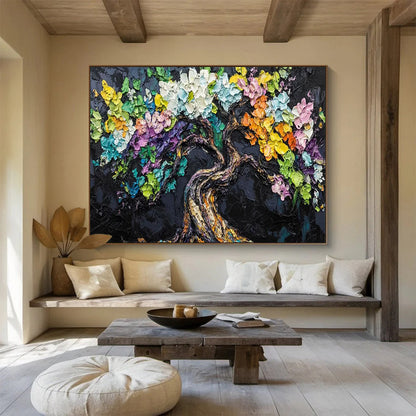 “Colorful Tree of Life” - Symbolic Impasto Painting On Canvas DKH825