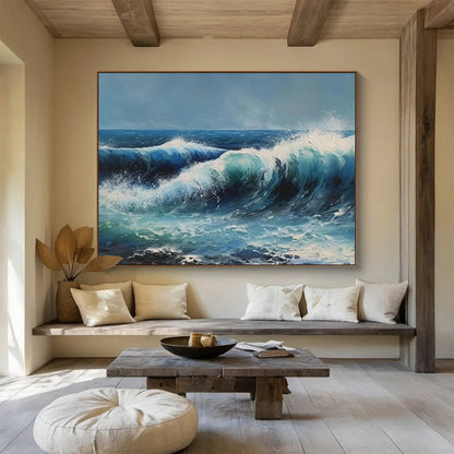 Dynamic Ocean Wave Painting On Canvas DKH324