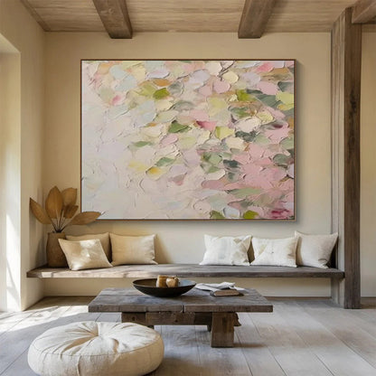 Pastel Colorful Petals - Pointillist - inspired Textured Painting On Canvas DLZ177