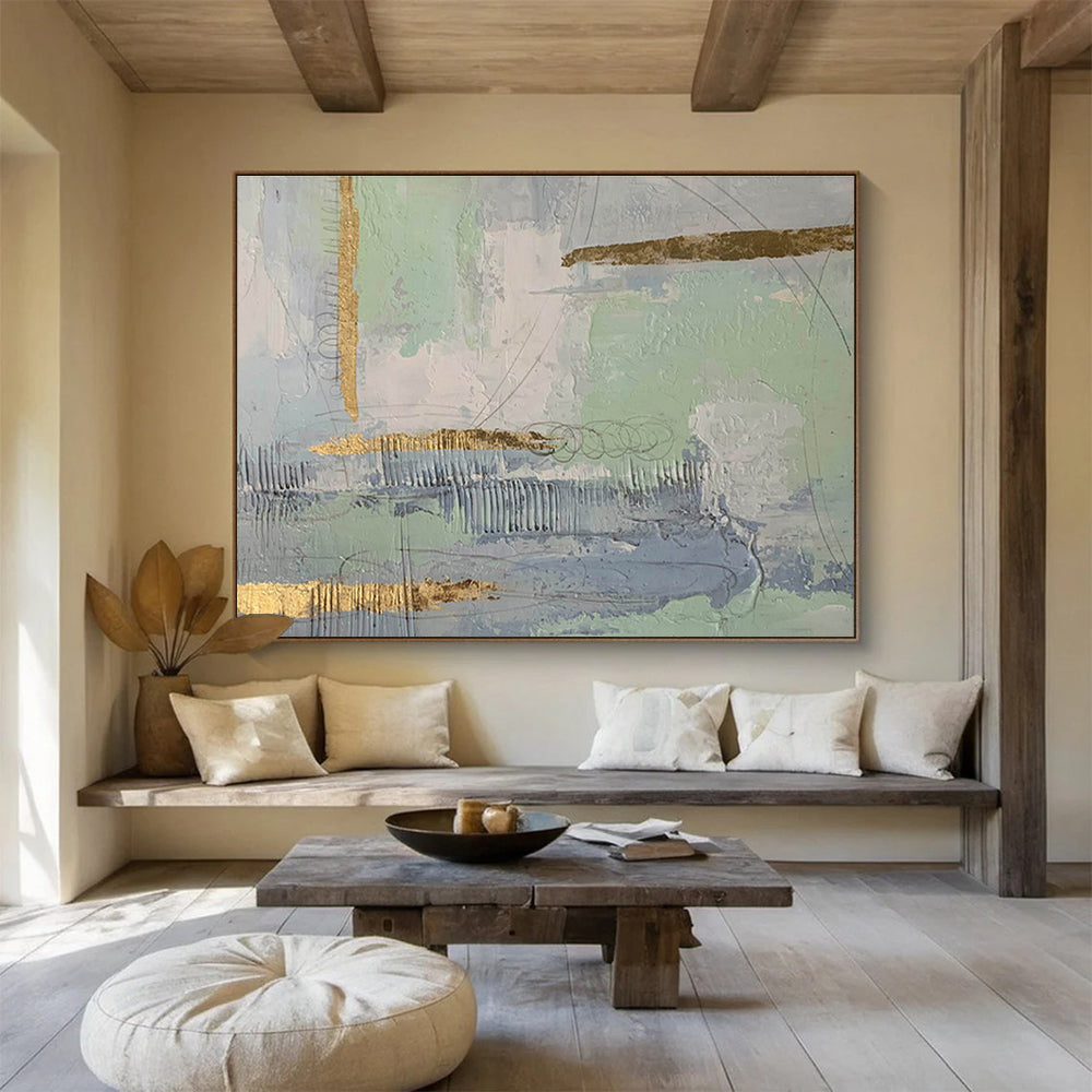 Pastel and Gold Light - Toned Abstract Elegance Painting On Canvas DKH179