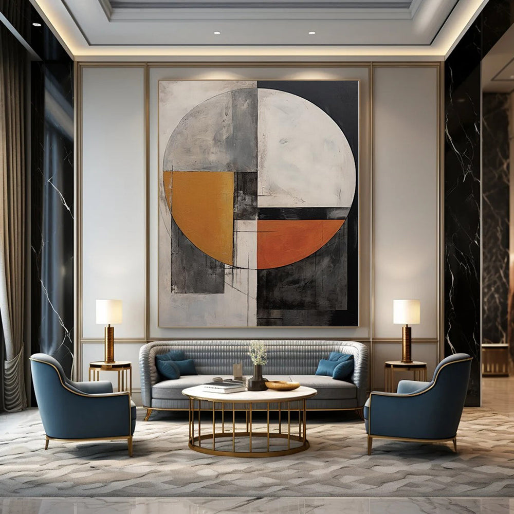 Half - Circle Color Blocks - Abstract Geometric Art CT1208