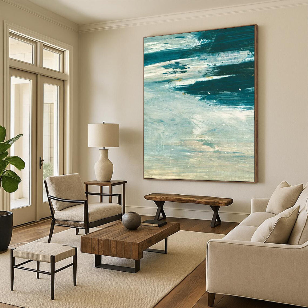 “Turquoise Ocean Waves” - Impressionistic Seascape Painting On Canvas DTP176