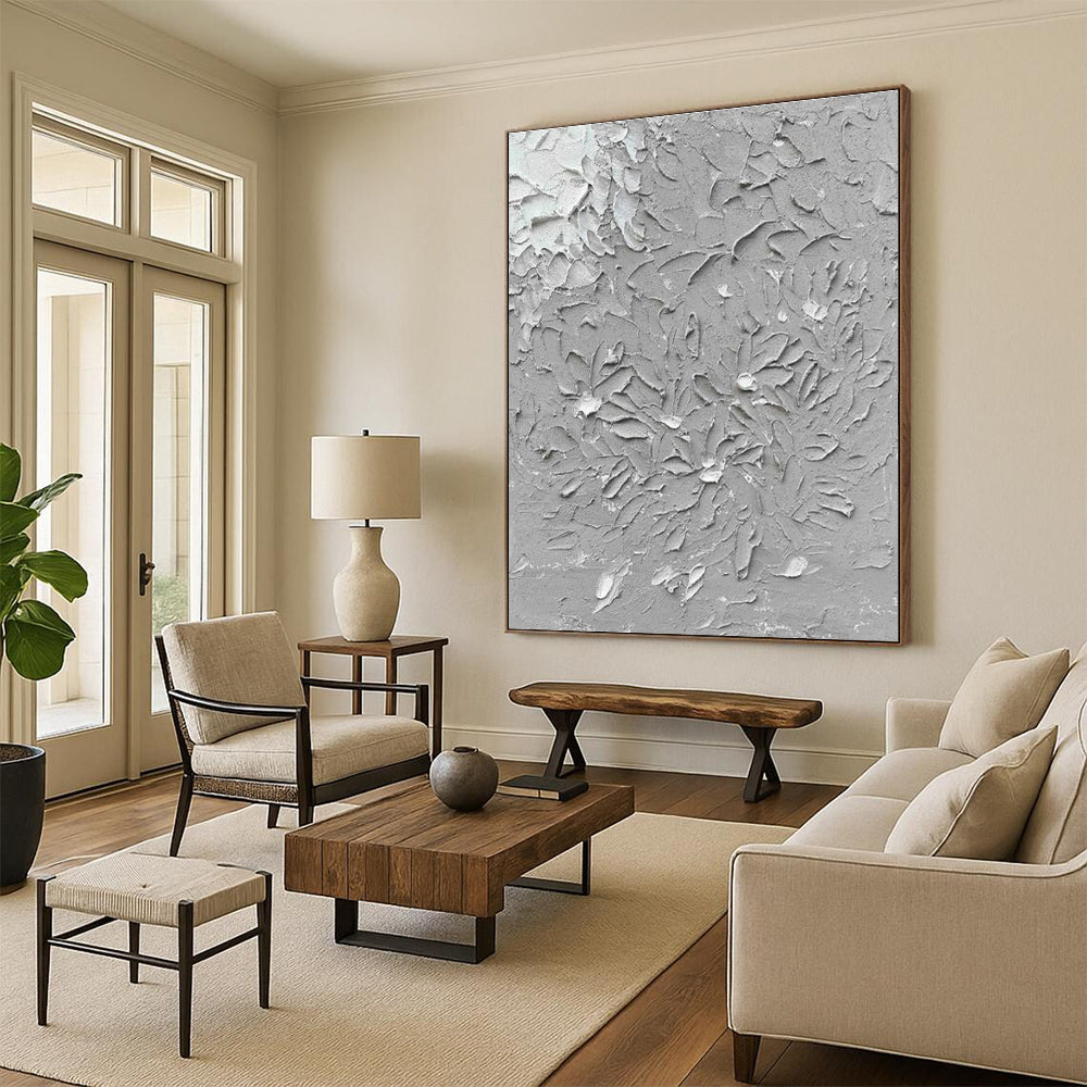 “Gray Textured Floral Abstraction” ，Abstract Textured Painting CT0811