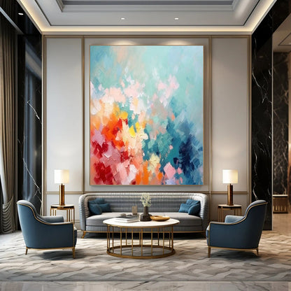 “Pastel Patchwork Sky” – Impasto Abstract Art CT1031