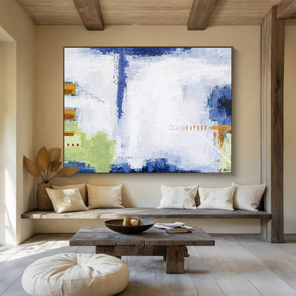 “Blue - Green Abstract Layers” Abstract Acrylic Painting On Canvas DKH555