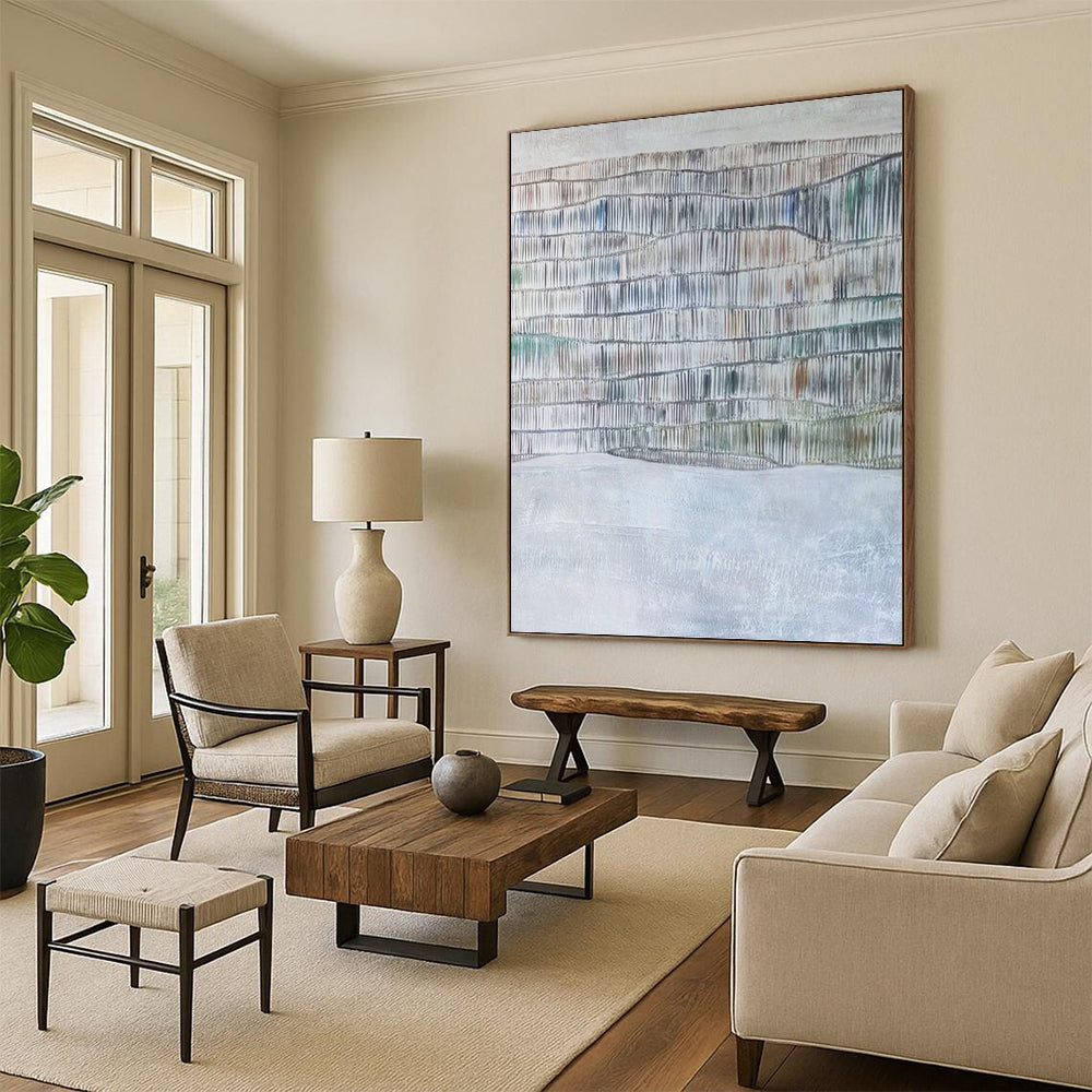 “Color - Accented Textured Layers” - Mixed - media Abstract Painting DKH1043