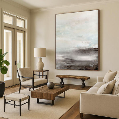 “Soft Coastal Haze” - Abstract Landscape Painting On Canvas DTP154