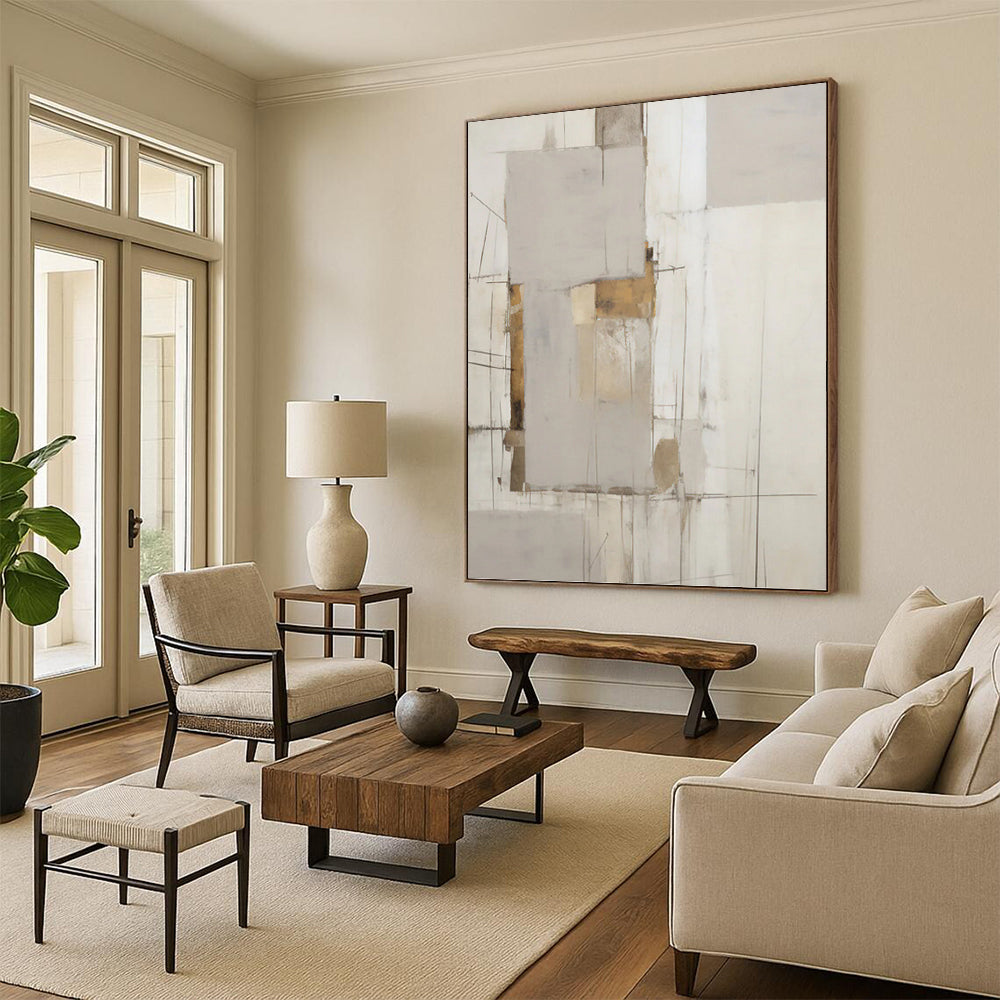 Neutral Tones with Gold Accents Abstract - Abstract Painting On Canvas DKH1316