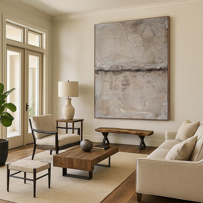 “Earthy Tones, Cracked Textures” - “Time’s Embrace”，Mixed - Media Textured Painting CT0703