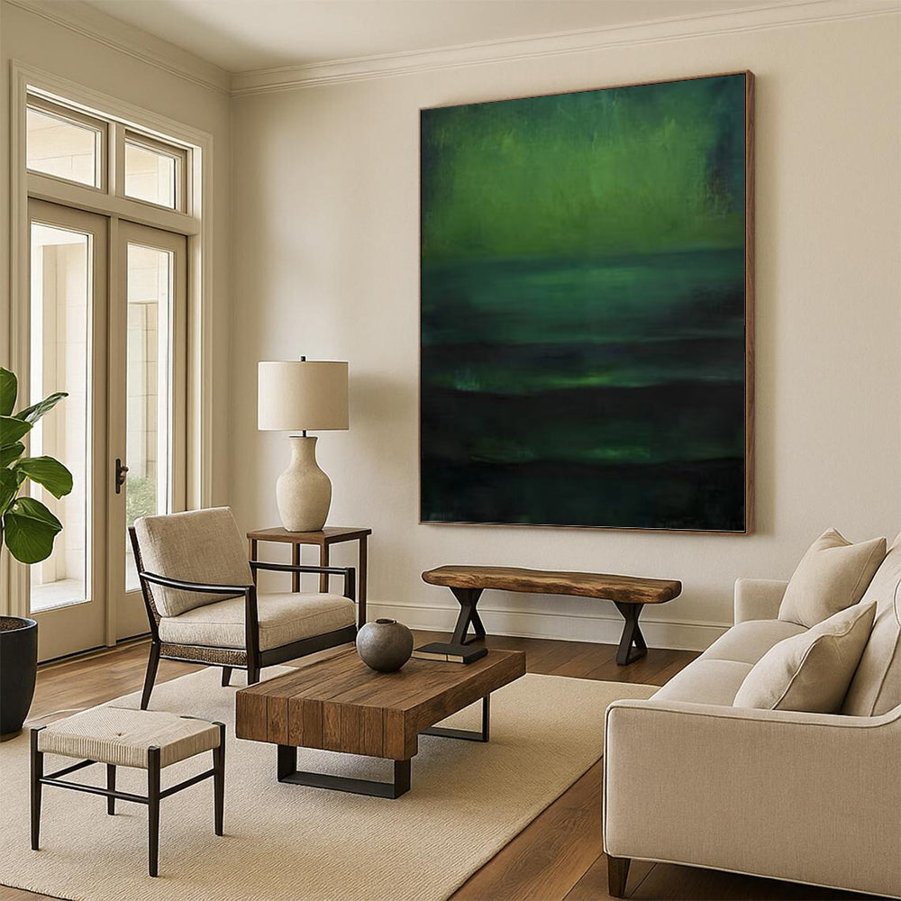 “Emerald Horizons” - Layers of Green & Teal Abstract Painting On Canvas DKH1189