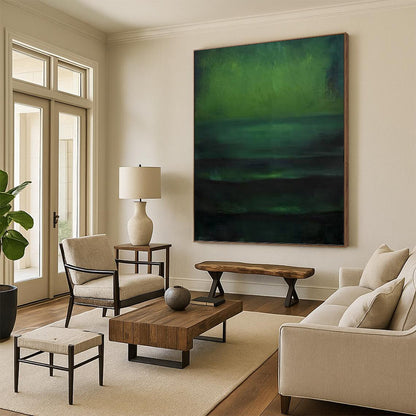 “Emerald Horizons” - Layers of Green & Teal Abstract Painting On Canvas DKH1189