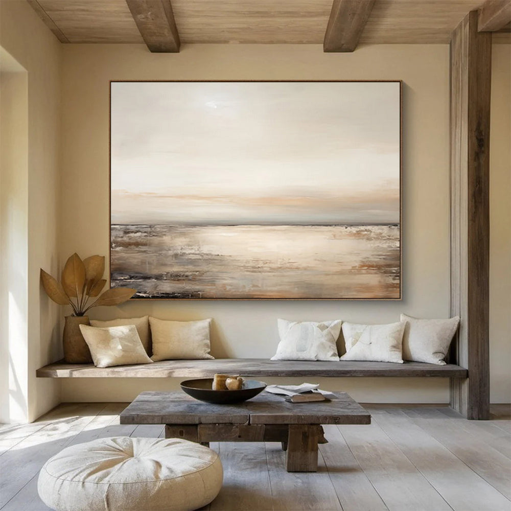 “Neutral Tones Seaside” Abstract Landscape Painting On Canvas DLZ102