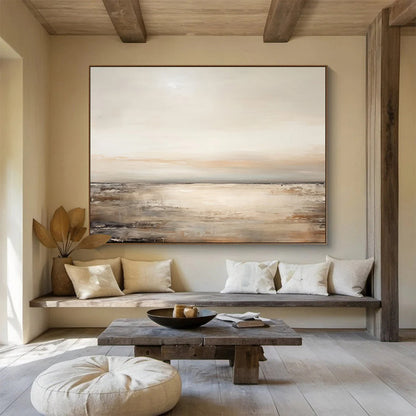 “Neutral Tones Seaside” Abstract Landscape Painting On Canvas DLZ102