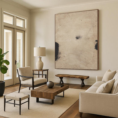 Ethereal Beige and Black Abstract - Abstract Painting On Canvas DKH1421