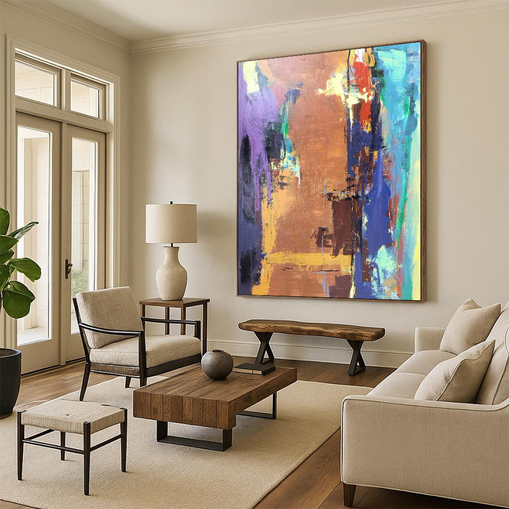 “Vibrant Abstract Cityscape” - Expressionist Urban Painting On Canvas DTP036