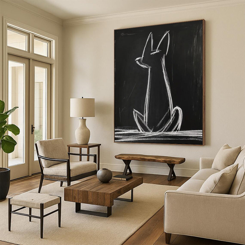 “White Cat Silhouette” - Minimalist Animal Art CT2027