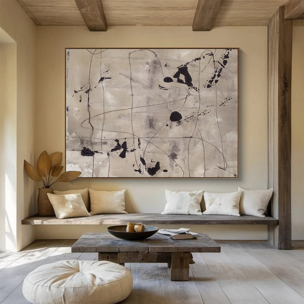 “Ink - Like Abstract Lines” Abstract Ink - Inspired Painting On Canvas DKH446