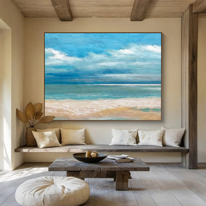 Tranquil Beach Scene - Impressionistic Seascape Painting On Canvas DKH638