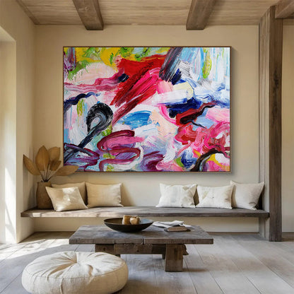 Energetic Colorful Swirl Abstract Painting On Canvas DKH297