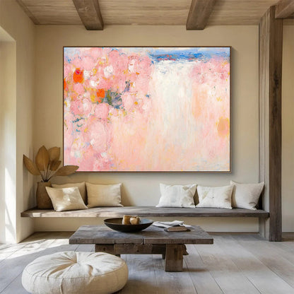“Pink Floral Abstract” Abstract Impasto Painting On Canvas DKH411