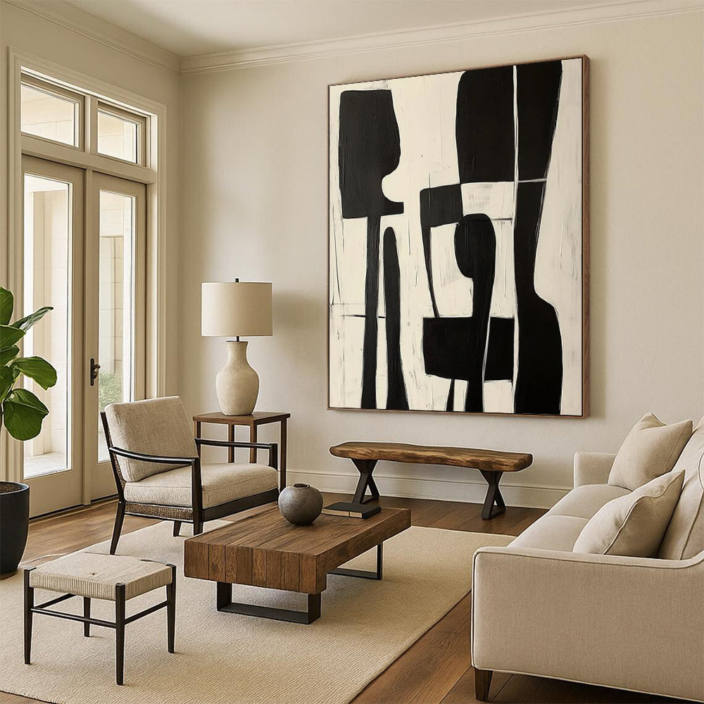 “Black & White Organic Abstract” - Abstract Painting CT2368