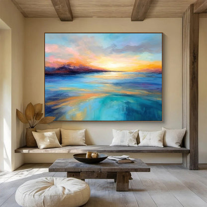 “Vibrant Sunset Over The Sea” Seascape Painting On Canvas DLZ069