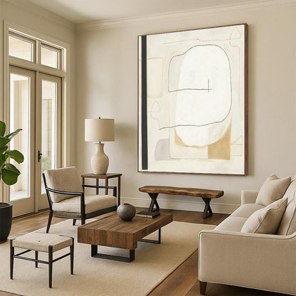 “Minimalist Line Shapes” - Abstract Geometric Painting On Canvas DTP025