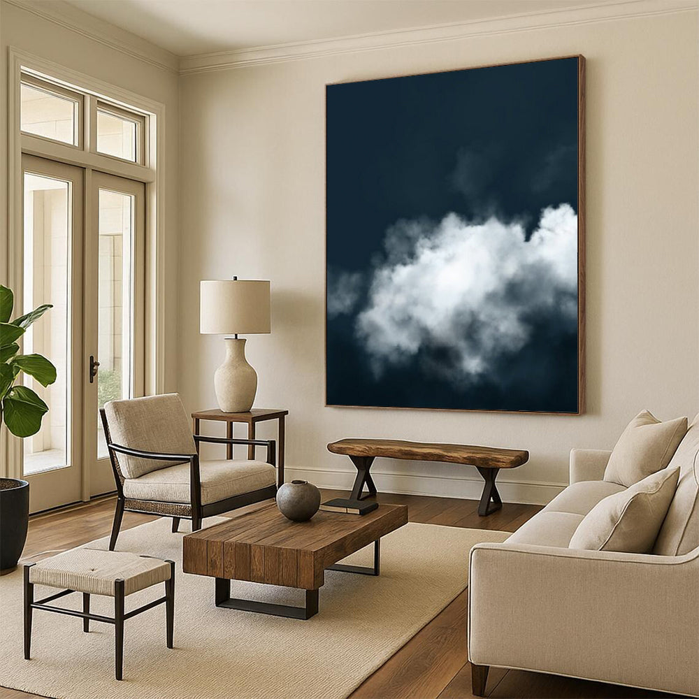 “Dark Sky & Clouds” - Dark Blue, White Photographic Art On Canvas DTP233