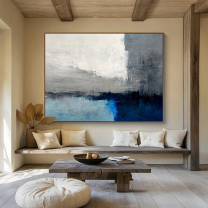 “Gray - Blue Abstract Horizon” Abstract Painting On Canvas DLZ074