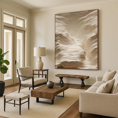 “Creamy Wavy Textures” - Abstract Impasto Painting On Canvas DTP023