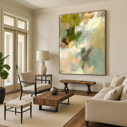 Pastel Floral Impression - Soft Abstract Flower Painting On Canvas DKH1352