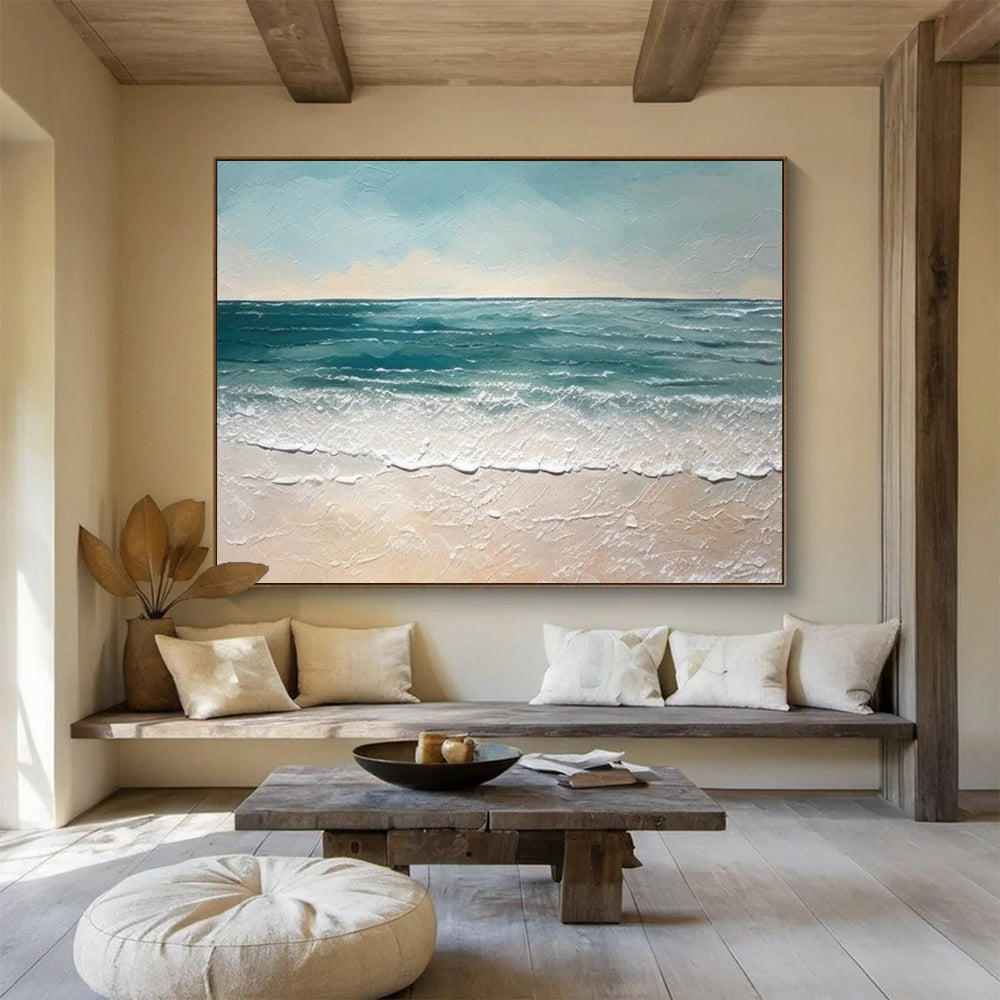 “Blue - Green Seaside Serenity” Seascape Painting On Canvas DLZ062