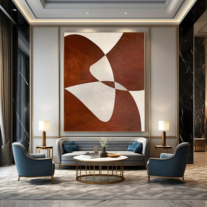 “Brown and White Intertwined Forms” – Geometric Abstract Painting CT1114
