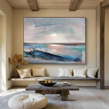 “Soft Sea Sunset Abstract” Seaside Abstract Painting On Canvas DLZ148