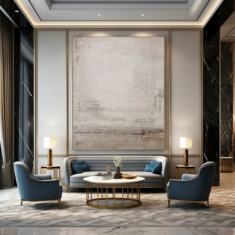 “Light Gray & Brown Textured Simplicity” – Abstract Minimalist Art CT0979