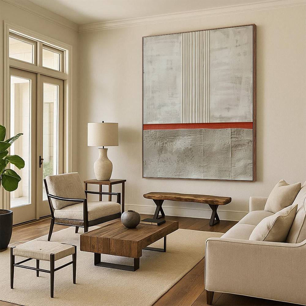 “Neutral Tonal Stripes” - Minimalist Textured Painting On Canvas DTP026