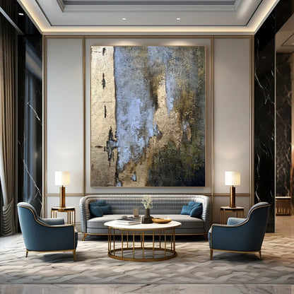 “Blue - Gold - Brown Textured Layers” – Abstract Textured Layer Art CT1001