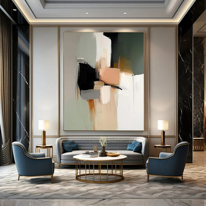 “Color - Blocked Abstract” ，Abstract Geometric Acrylic Painting CT0943